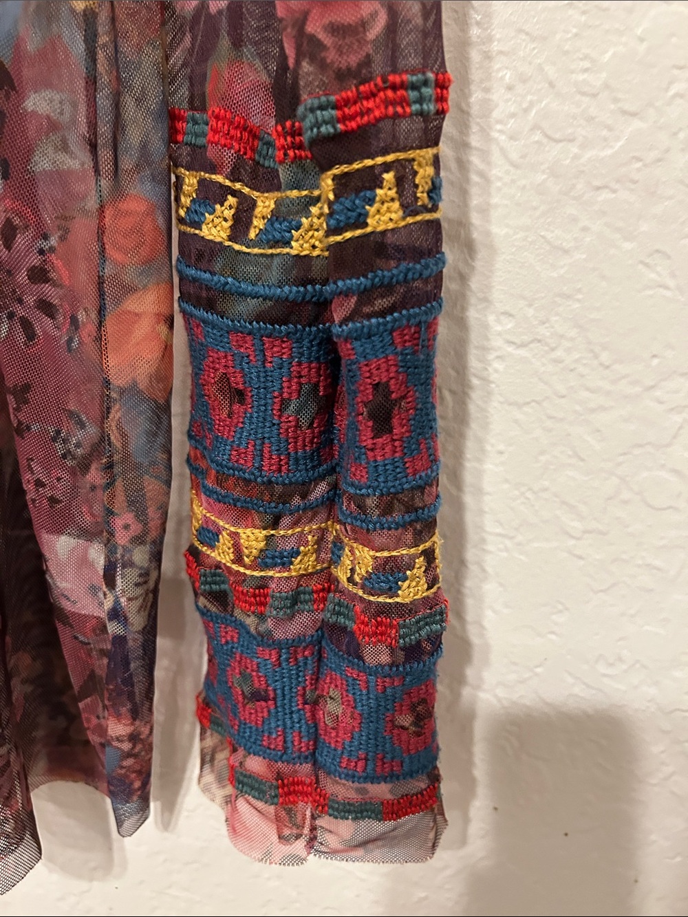 🎀BIYA JOHNNY WAS Embroidered mesh Floral Long-Sleeve Multicolor size XL GUC - Picture 3 of 14
